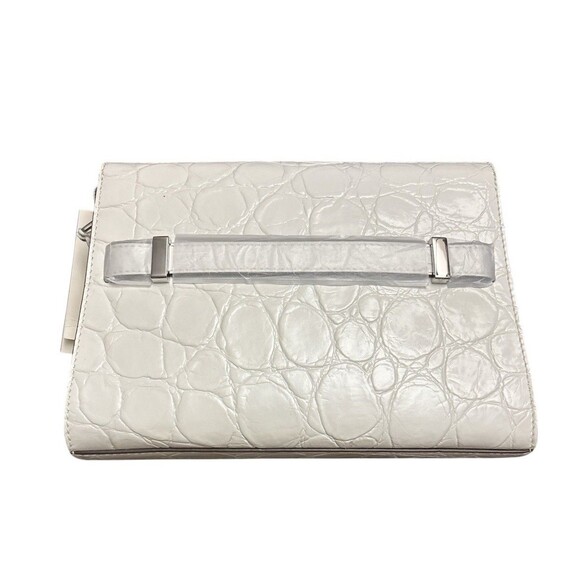 Tory Burch Lee Radziwill Croc-embossed Leather Shoulder Bag Blanc White New $949 - Picture 8 of 11
